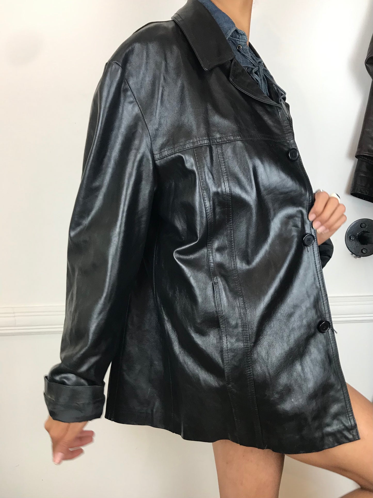 Mens oversized leather jacket