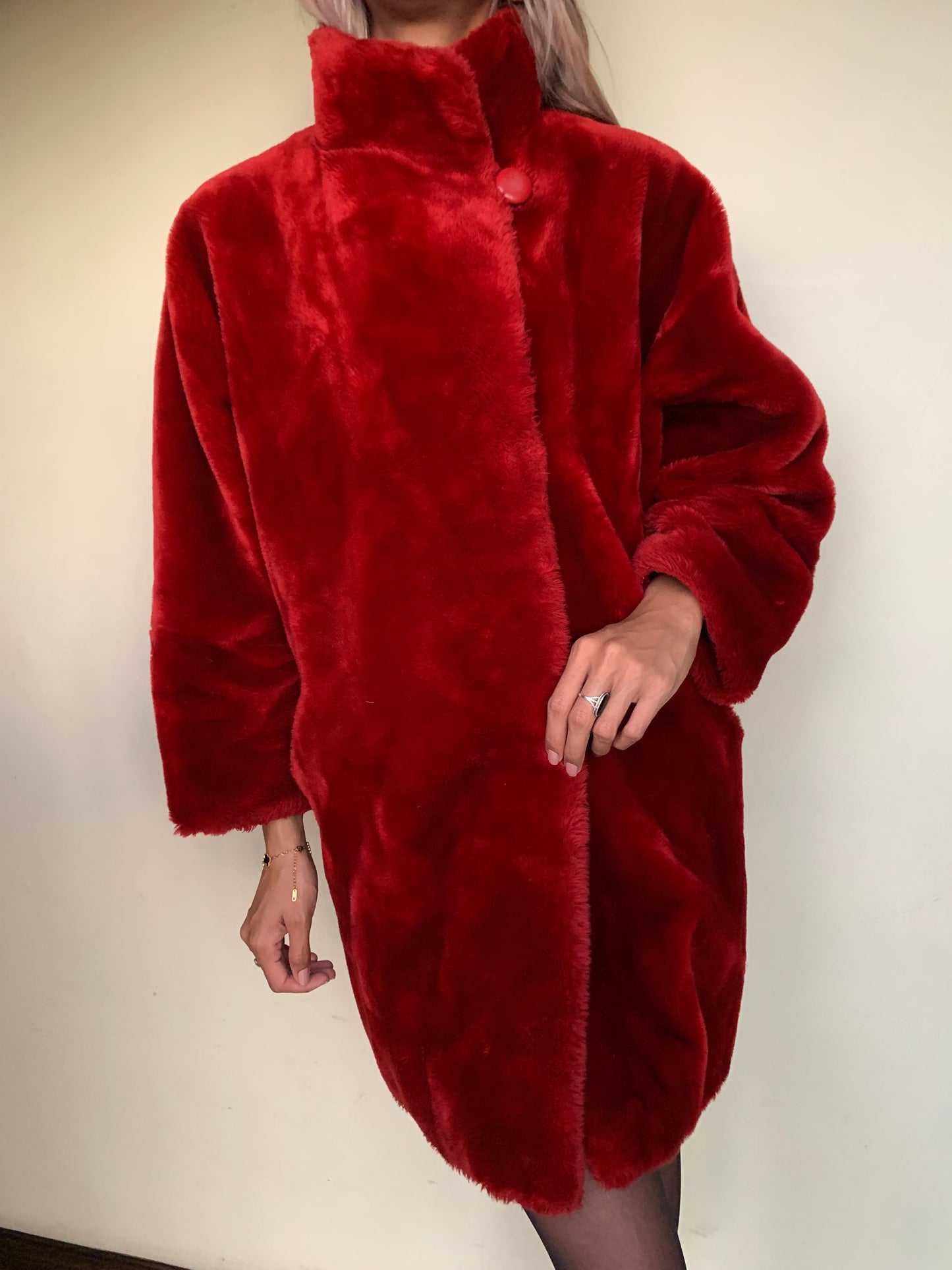 Red velvet faux fur