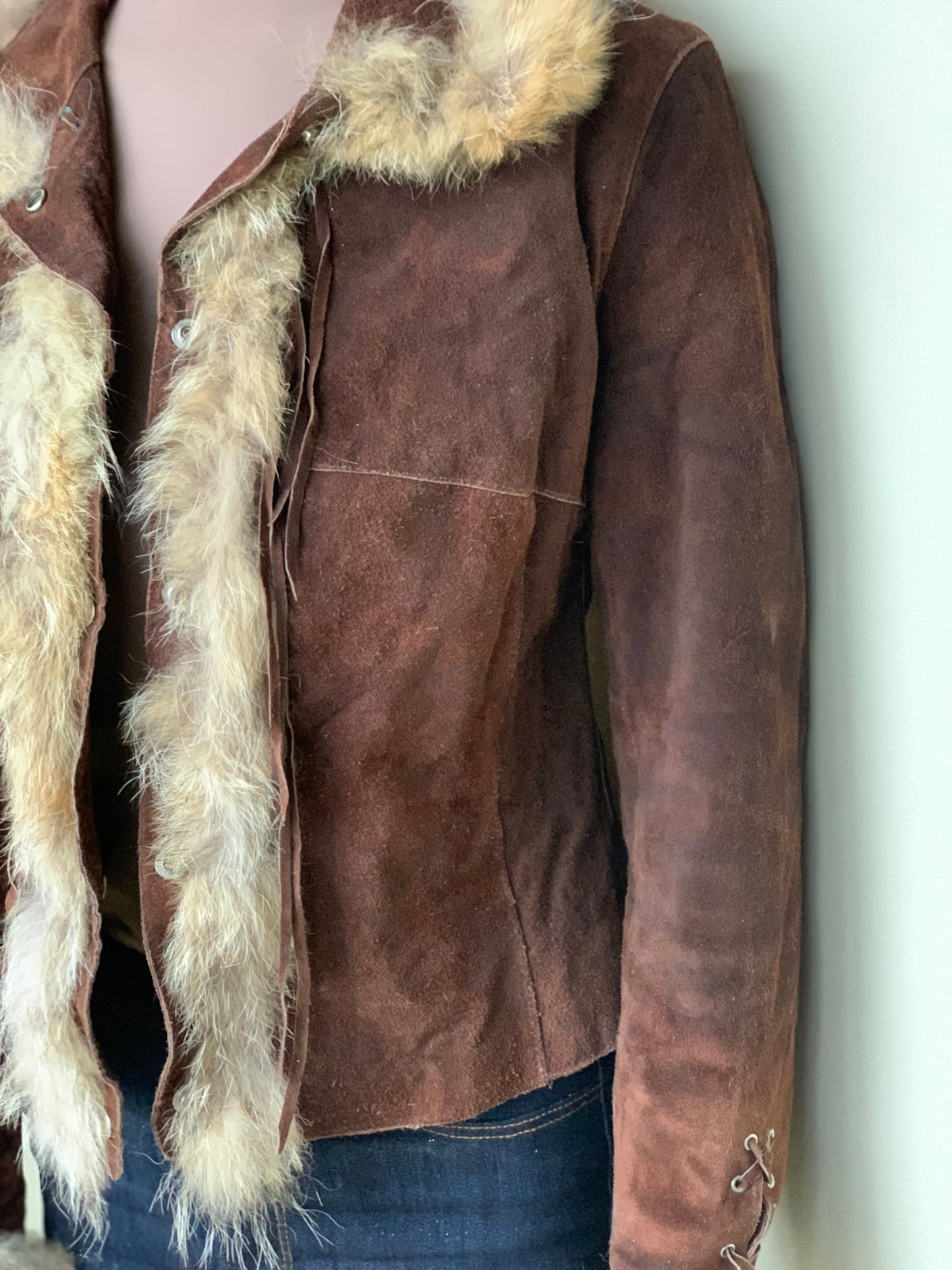 Suede jacket with fur