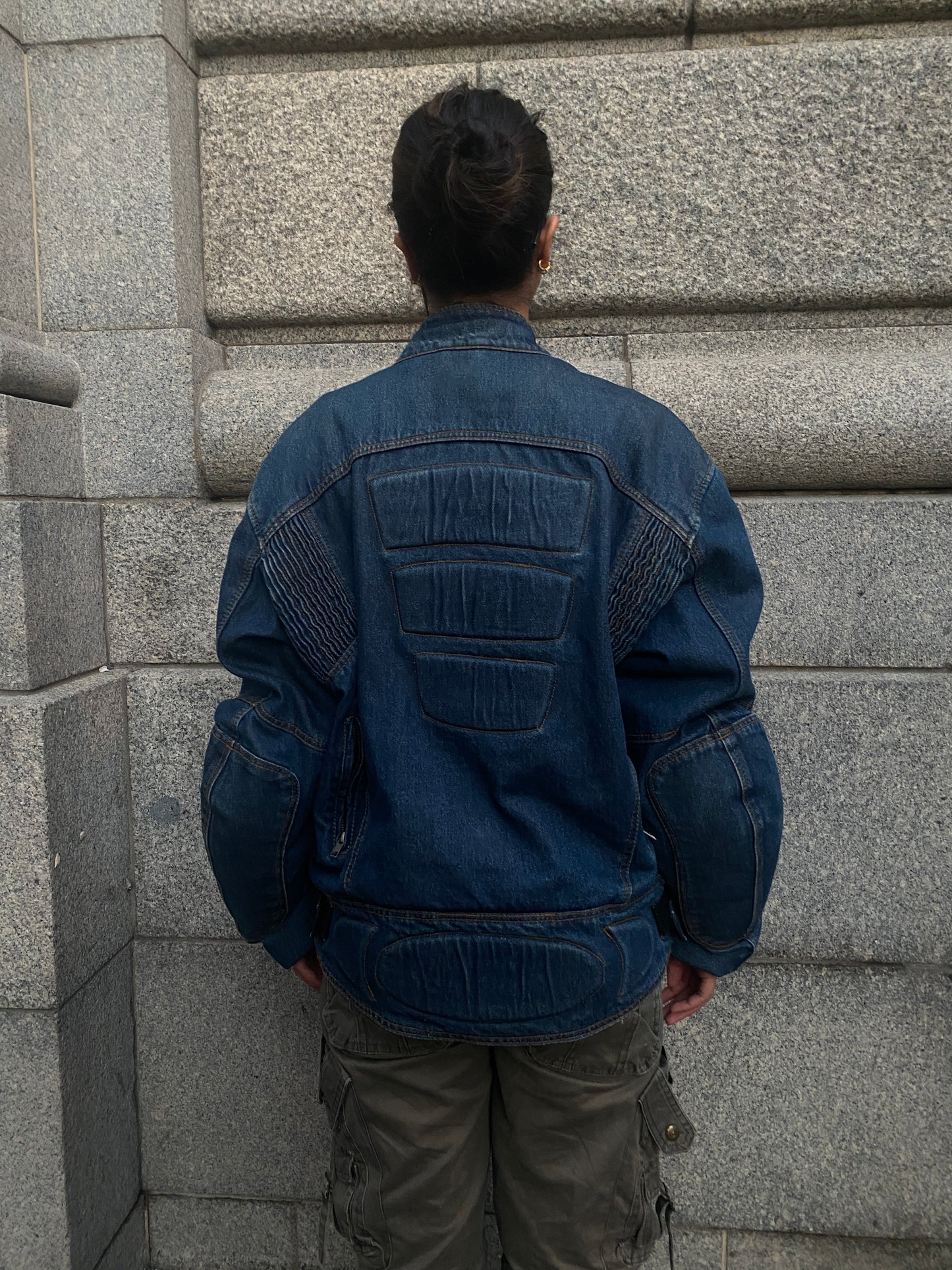 Denim biker with padding