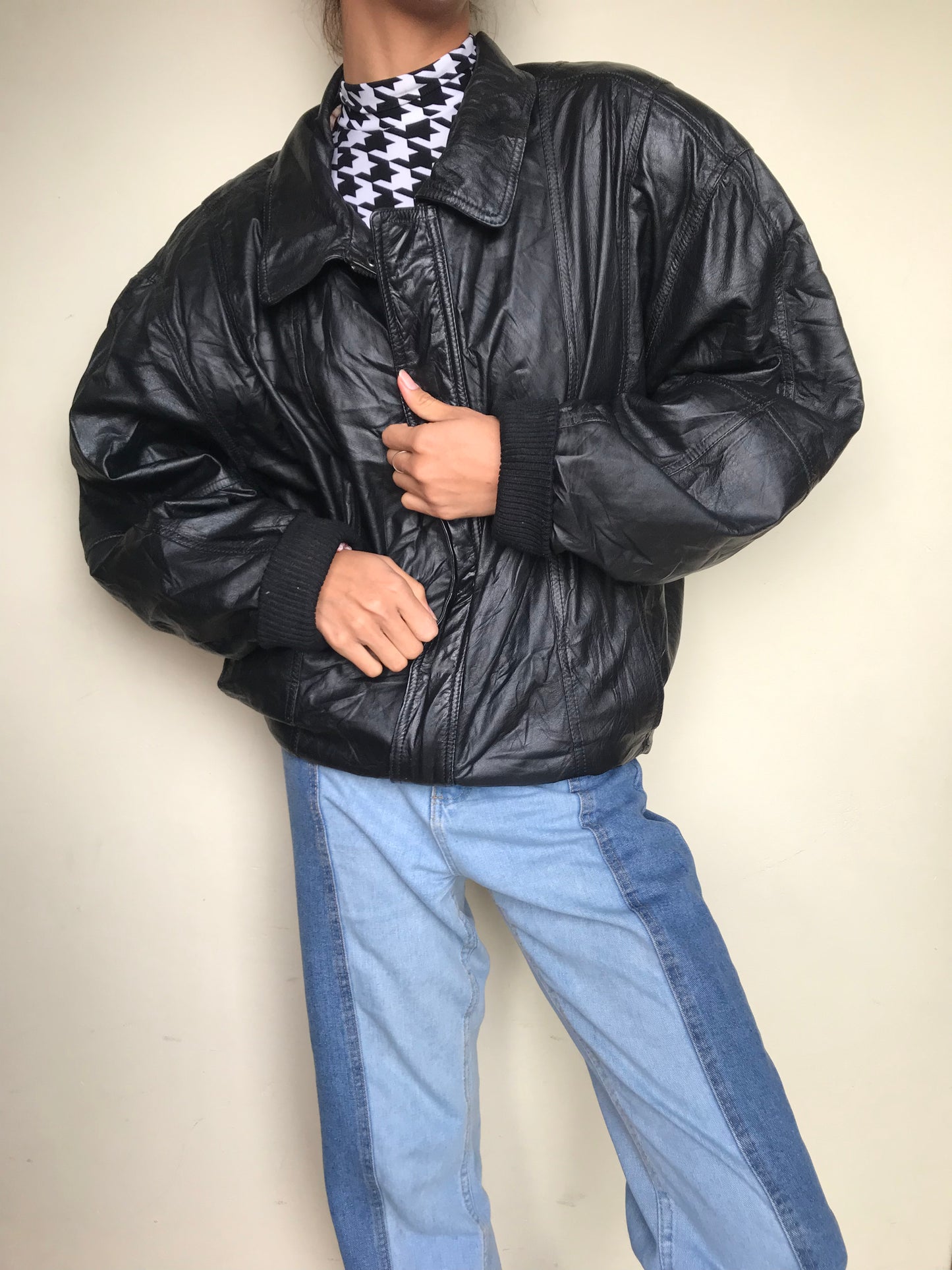 80s leather bomber