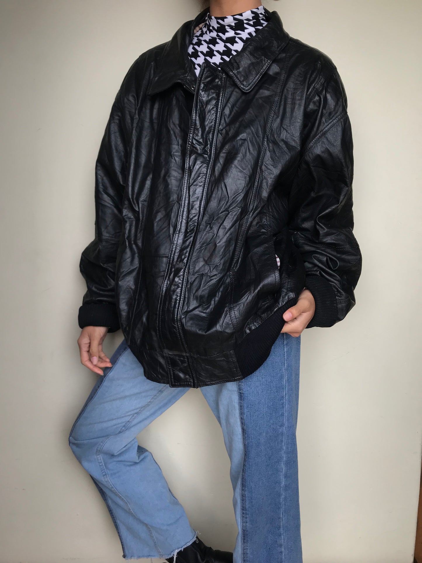 80s leather bomber