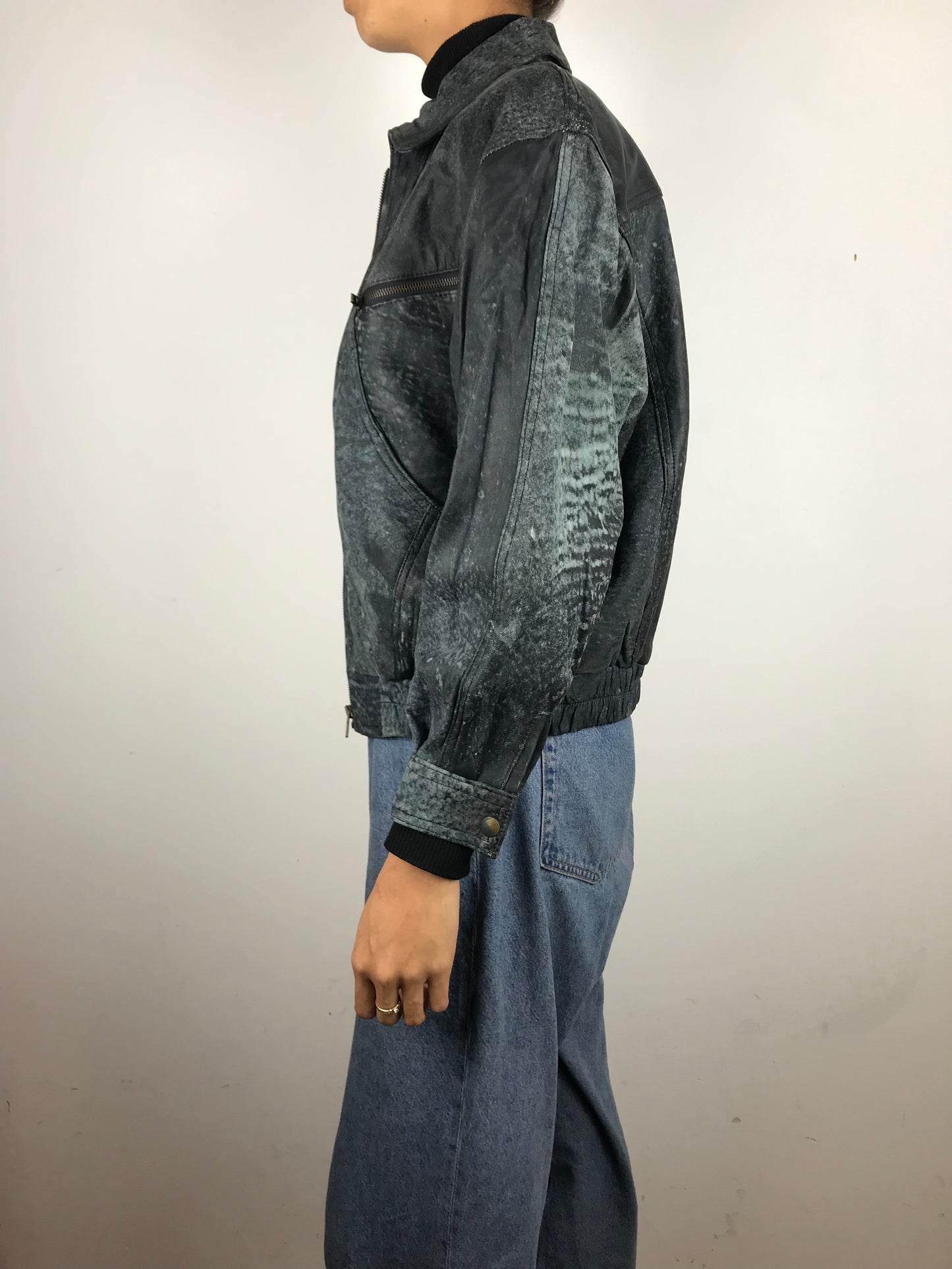 Distressed 80s leather bomber