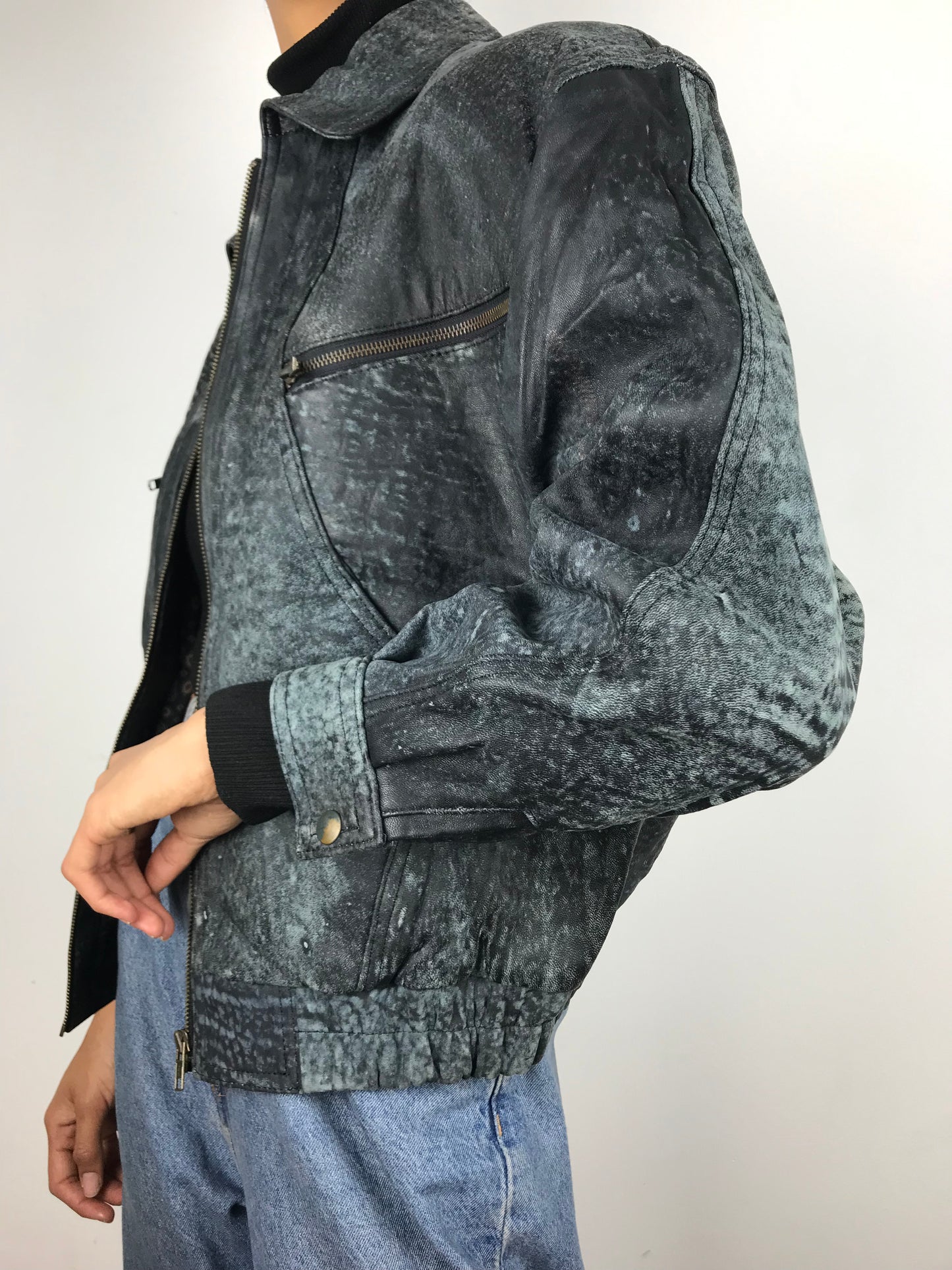 Distressed 80s leather bomber