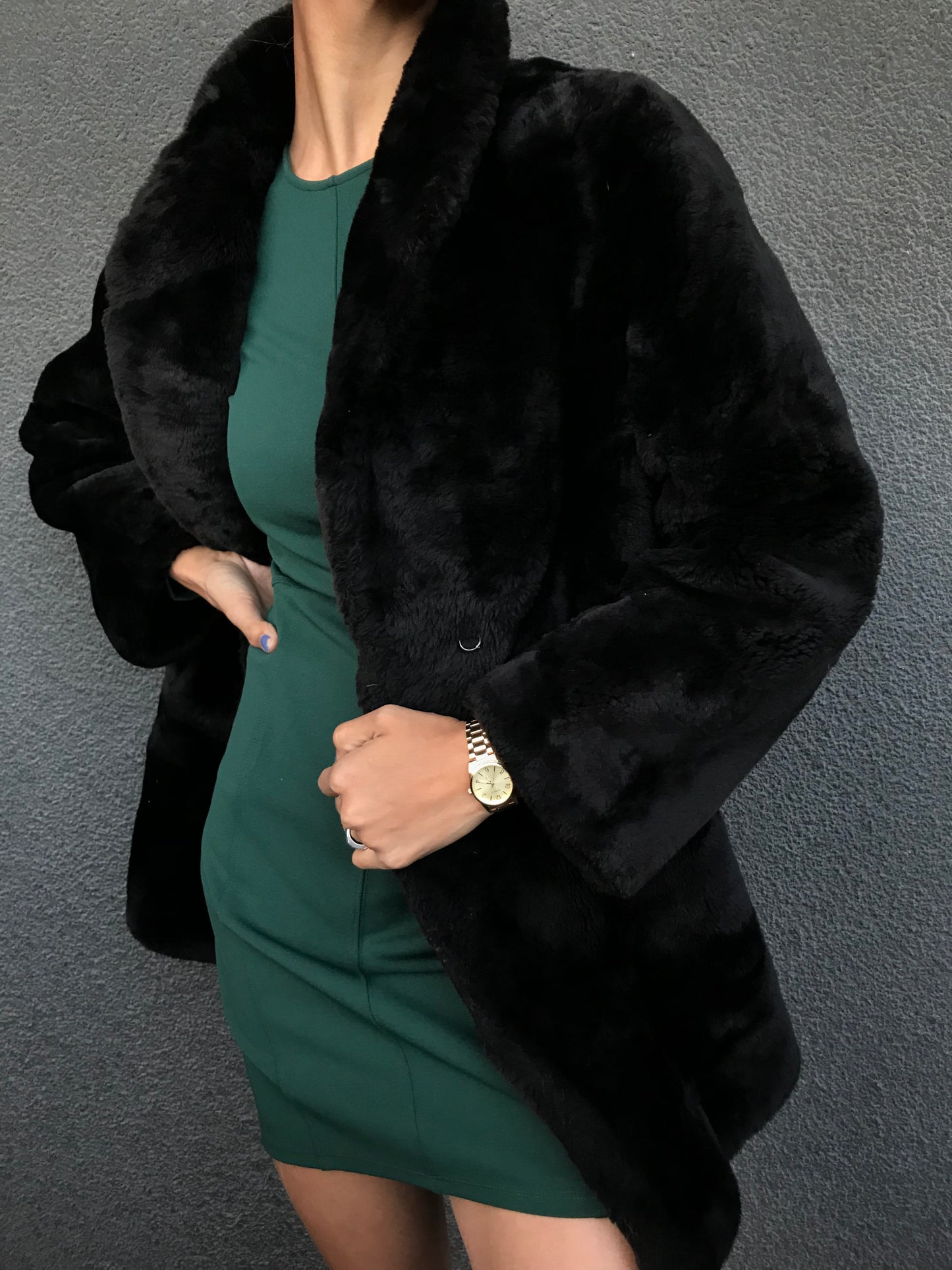 Vintage faux fur coat (black)