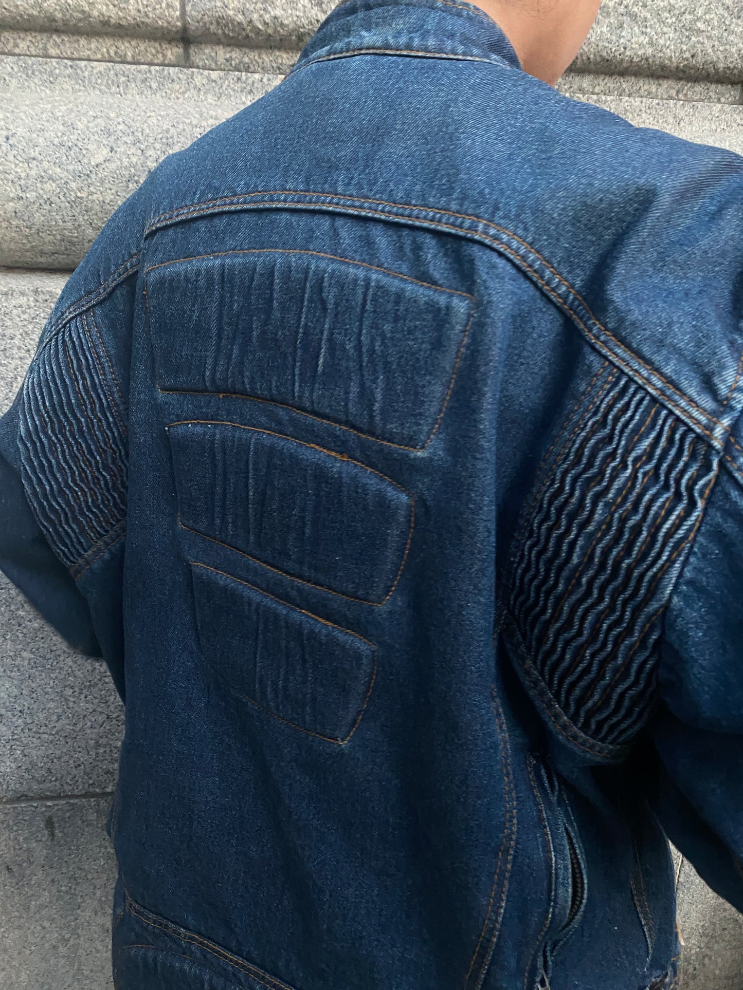 Denim biker with padding