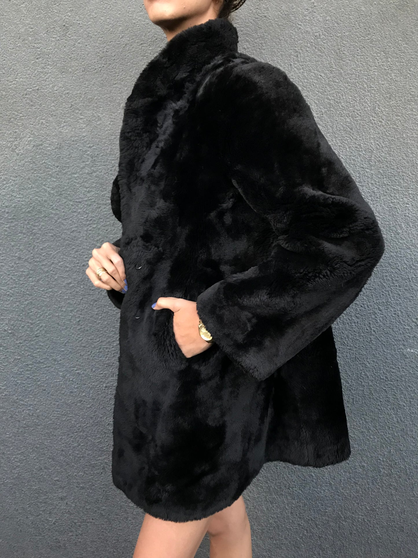 Vintage faux fur coat (black)