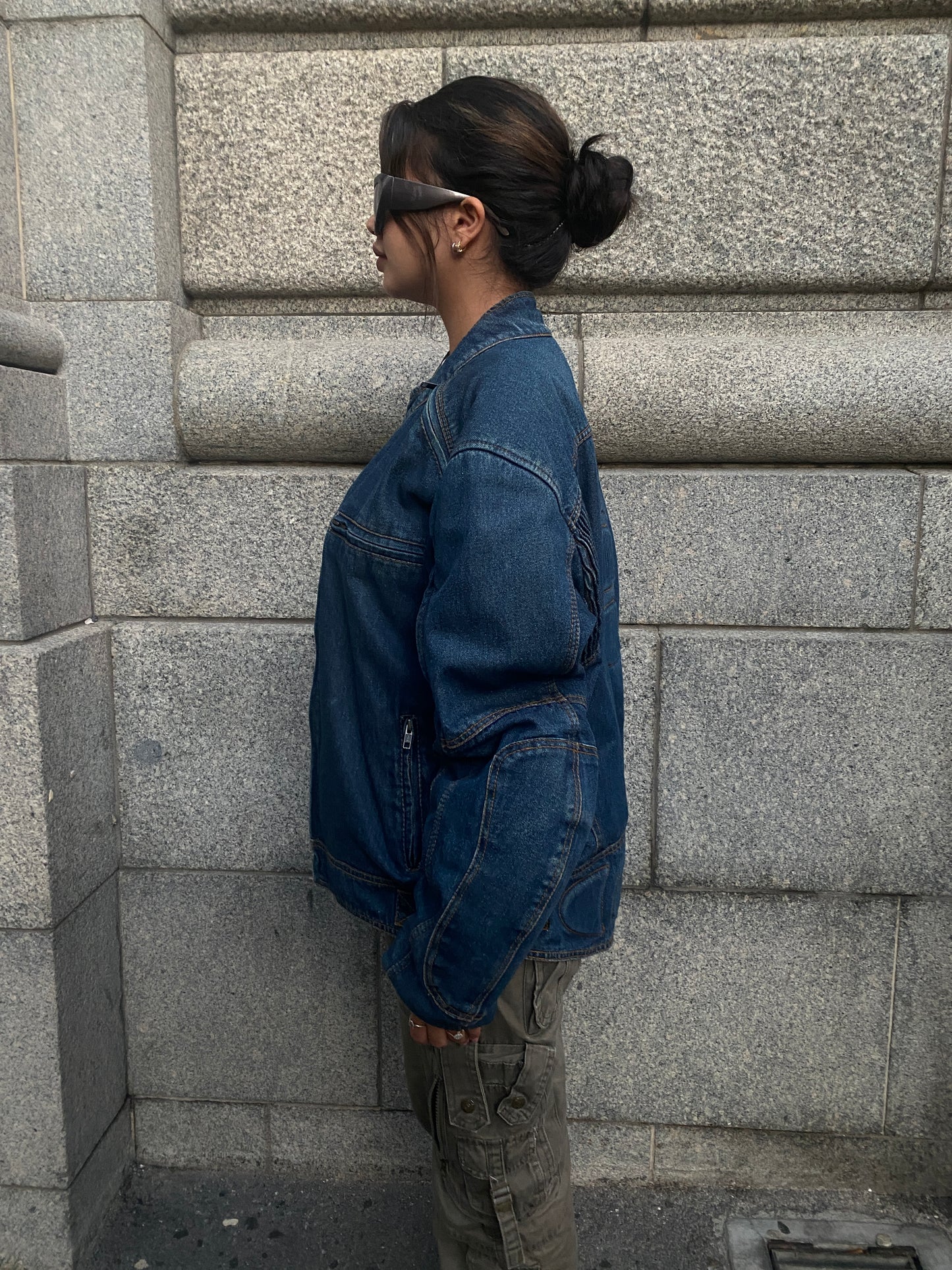 Denim biker with padding