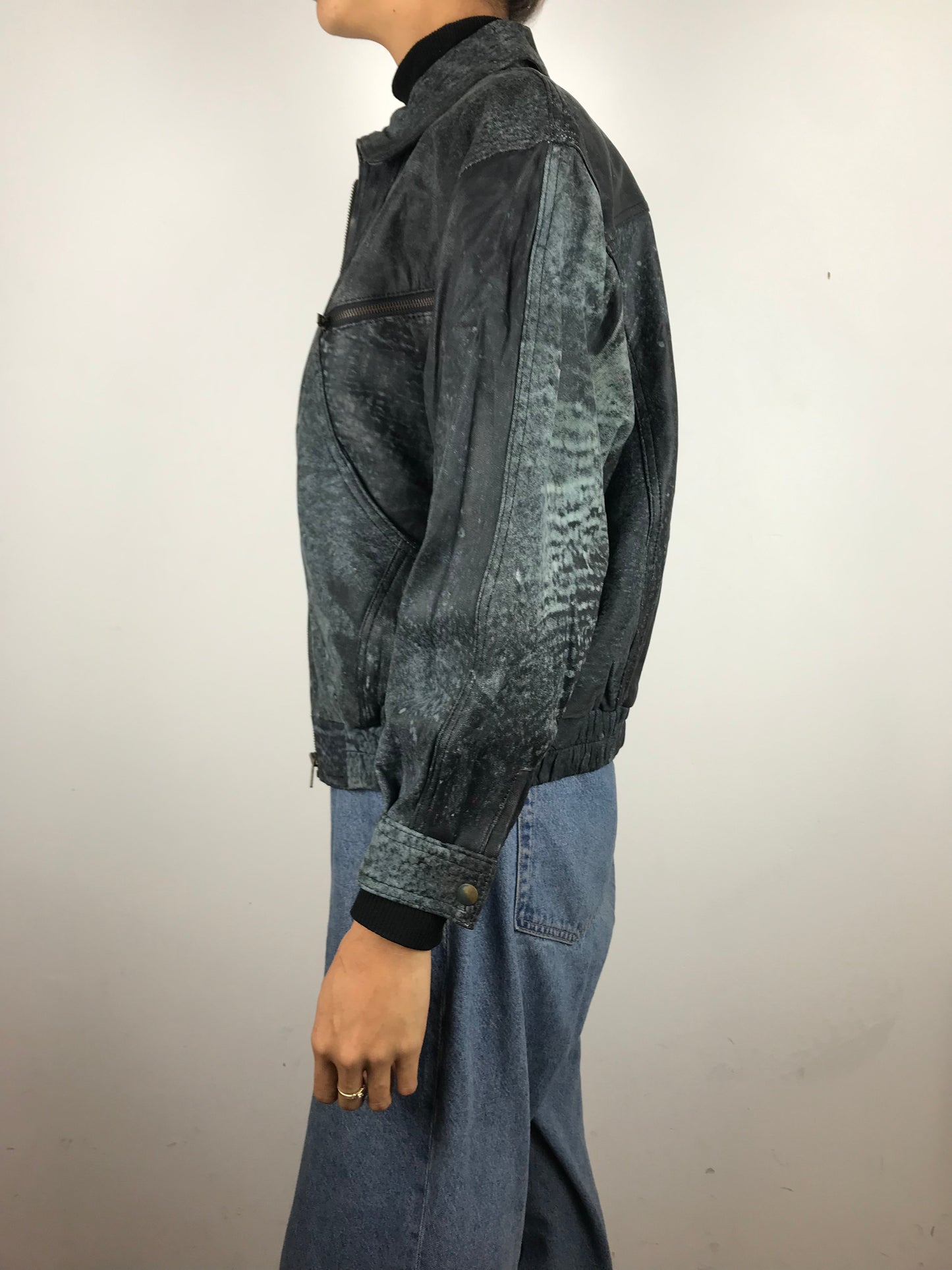 Distressed 80s leather bomber