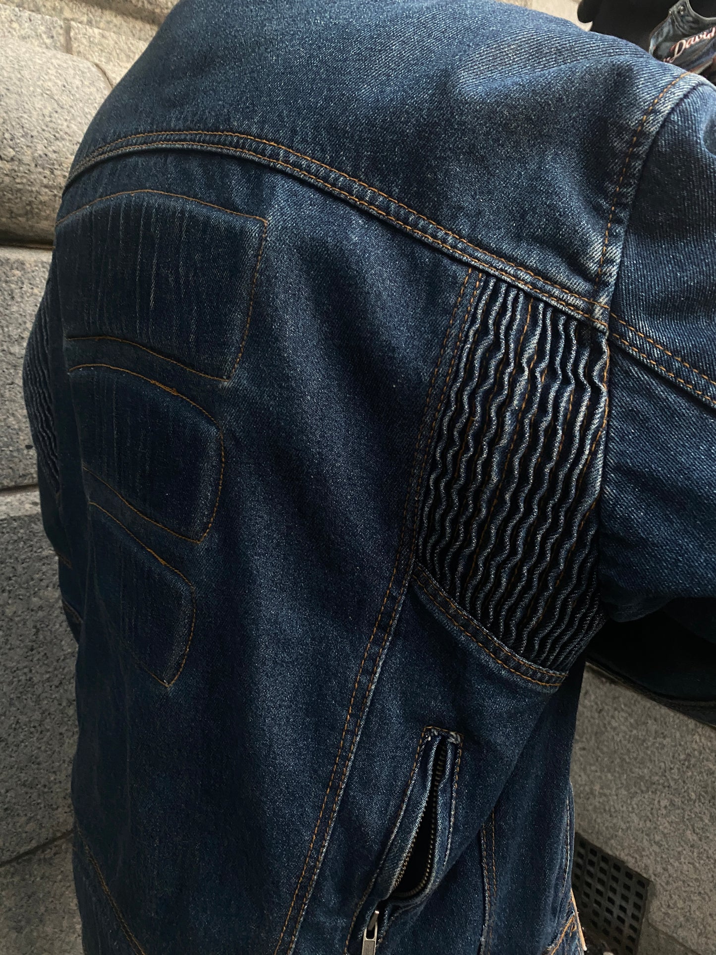 Denim biker with padding